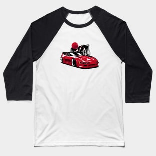 Red Corvette C4 Mountains Baseball T-Shirt